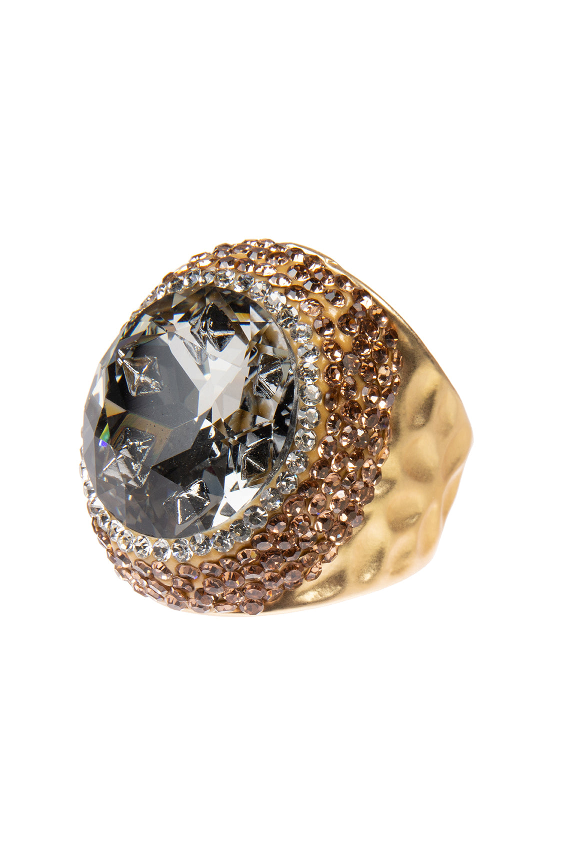 Glass Rhinestone Alloy Rings R2723-Gold