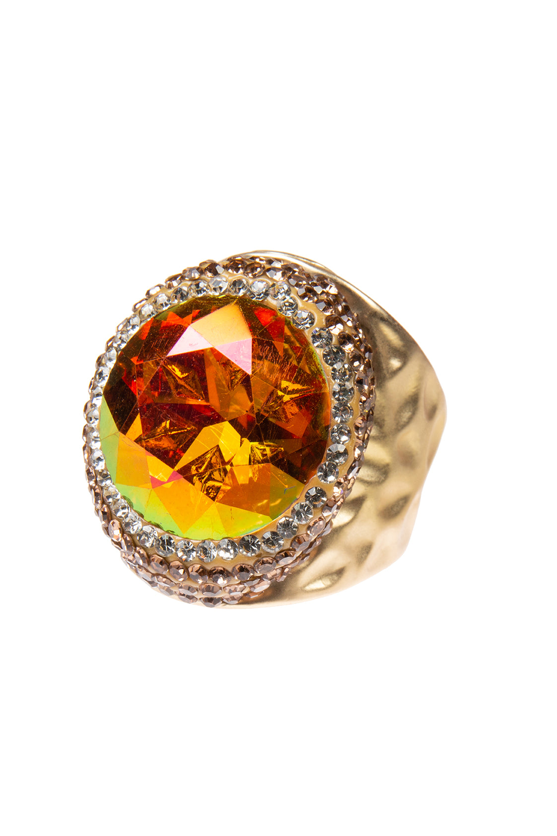 Glass Rhinestone Alloy Rings R2723-Gold