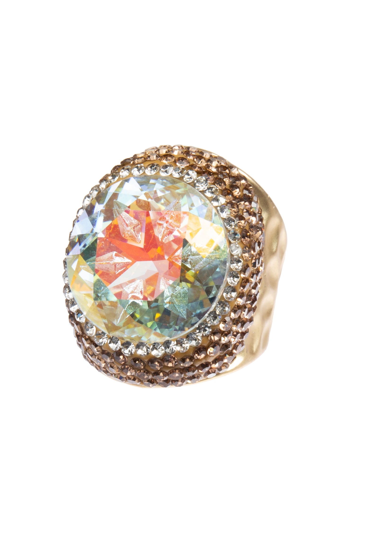 Glass Rhinestone Alloy Rings R2723-Gold