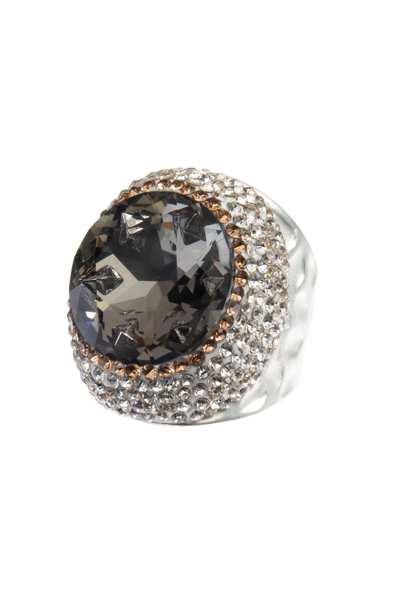 Glass Rhinestone Alloy Rings R2723-Silver