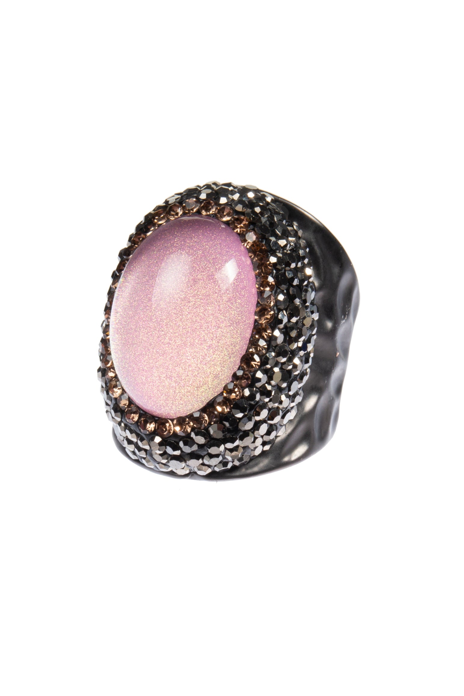 Glass Rhinestone Alloy Rings R2734-Black