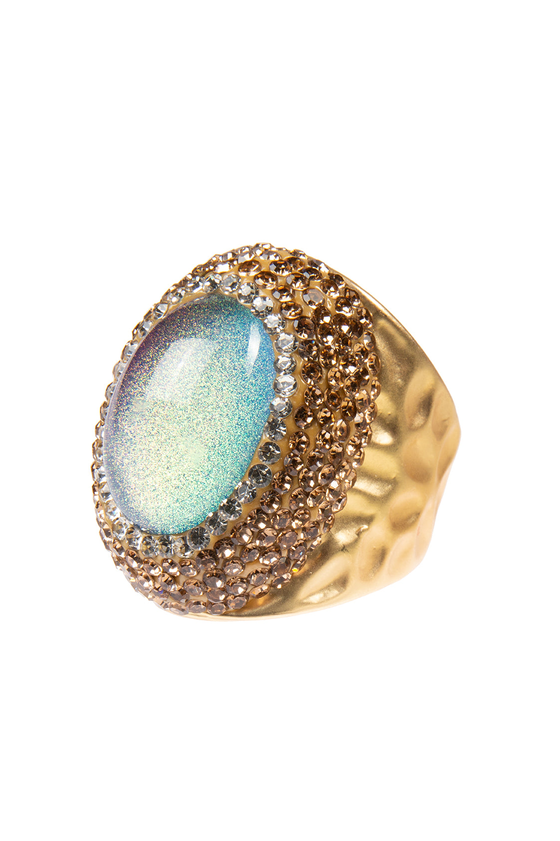 Glass Rhinestone Alloy Rings R2734-Gold