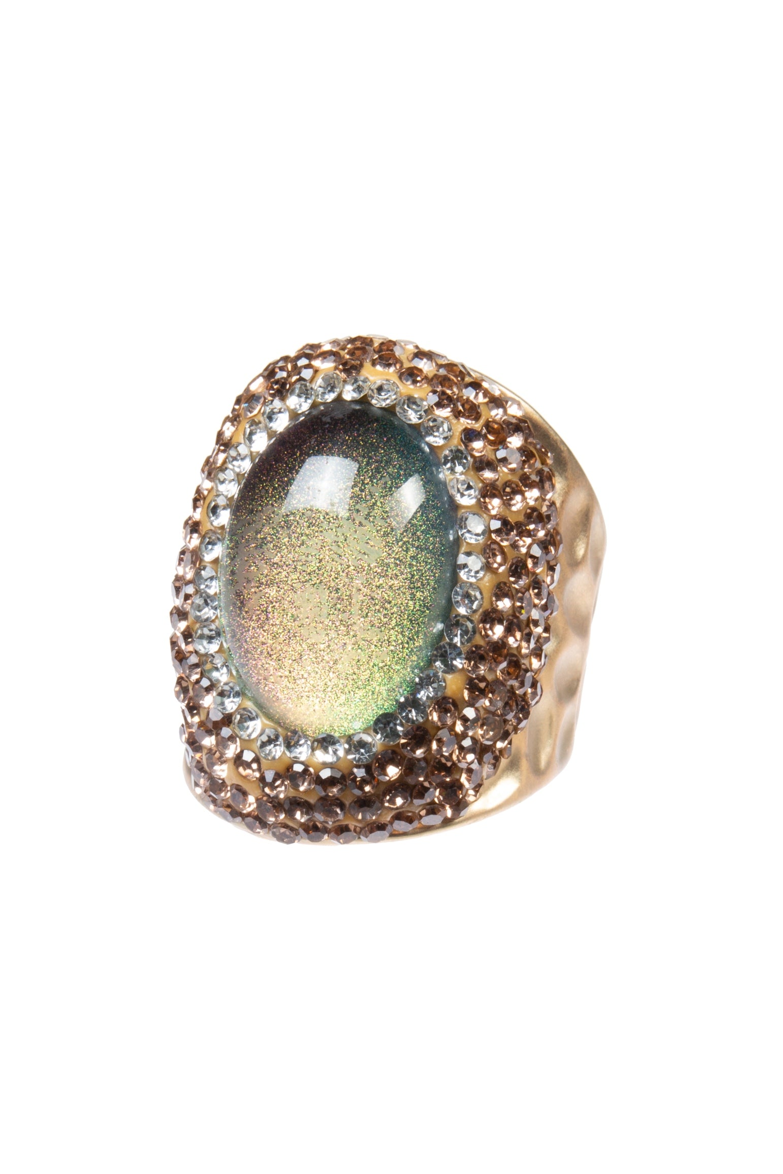 Glass Rhinestone Alloy Rings R2734-Gold