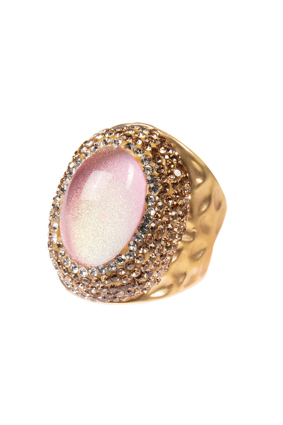 Glass Rhinestone Alloy Rings R2734-Gold