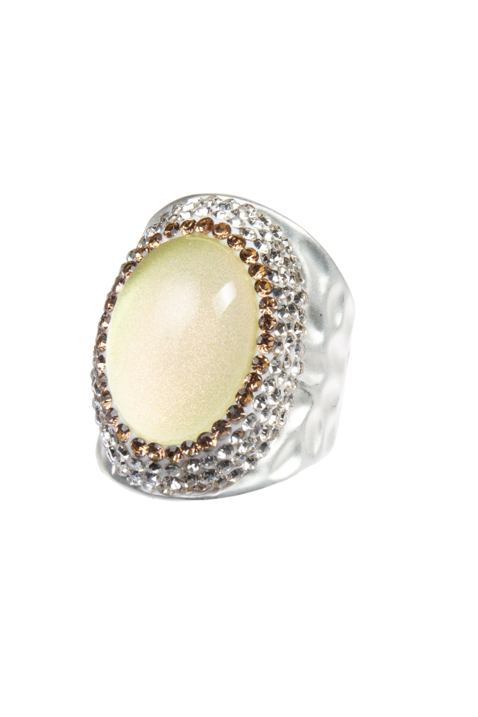 Glass Rhinestone Alloy Rings R2734-Silver