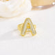 18K Gold Plated Alphabet Cubic Zirconia Ring R2744