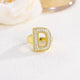 18K Gold Plated Alphabet Cubic Zirconia Ring R2744