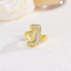 18K Gold Plated Alphabet Cubic Zirconia Ring R2744