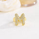 18K Gold Plated Alphabet Cubic Zirconia Ring R2744