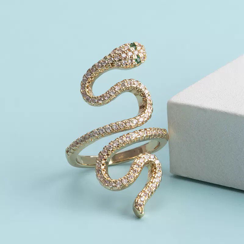 Snake Rhinestone Copper Ring R2745 – Ole