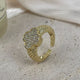 18K Gold Plated Four-Leaf Clover Cubic Zirconia Copper Ring R2747