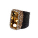 Rectangular Crystal Leather Ring R2780