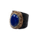 Blue Agate Rhinestone Leather Rings R2796