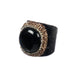 Onyx Rhinestone Leather Rings R2809