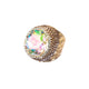 Round Crystal Alloy Rings R2818 - Gold