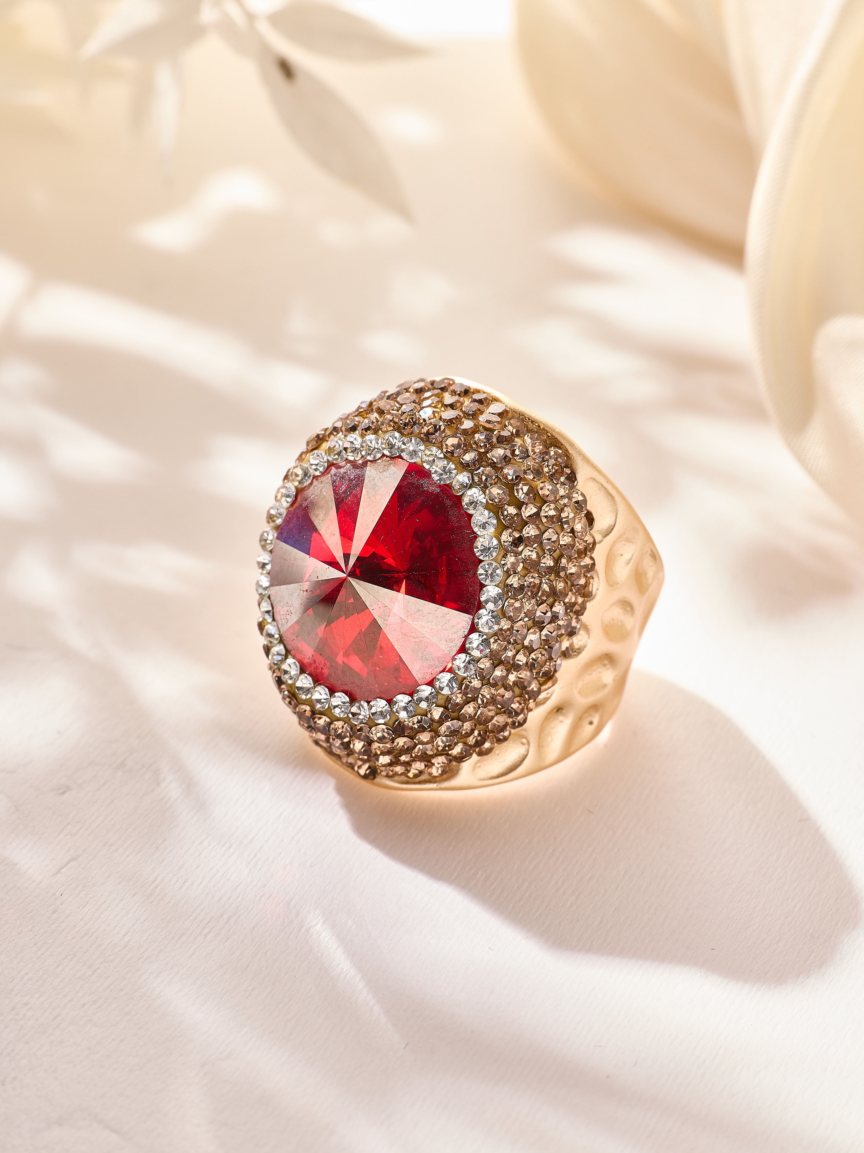 Crystal Pavé Cocktail Ring R2890-Gold