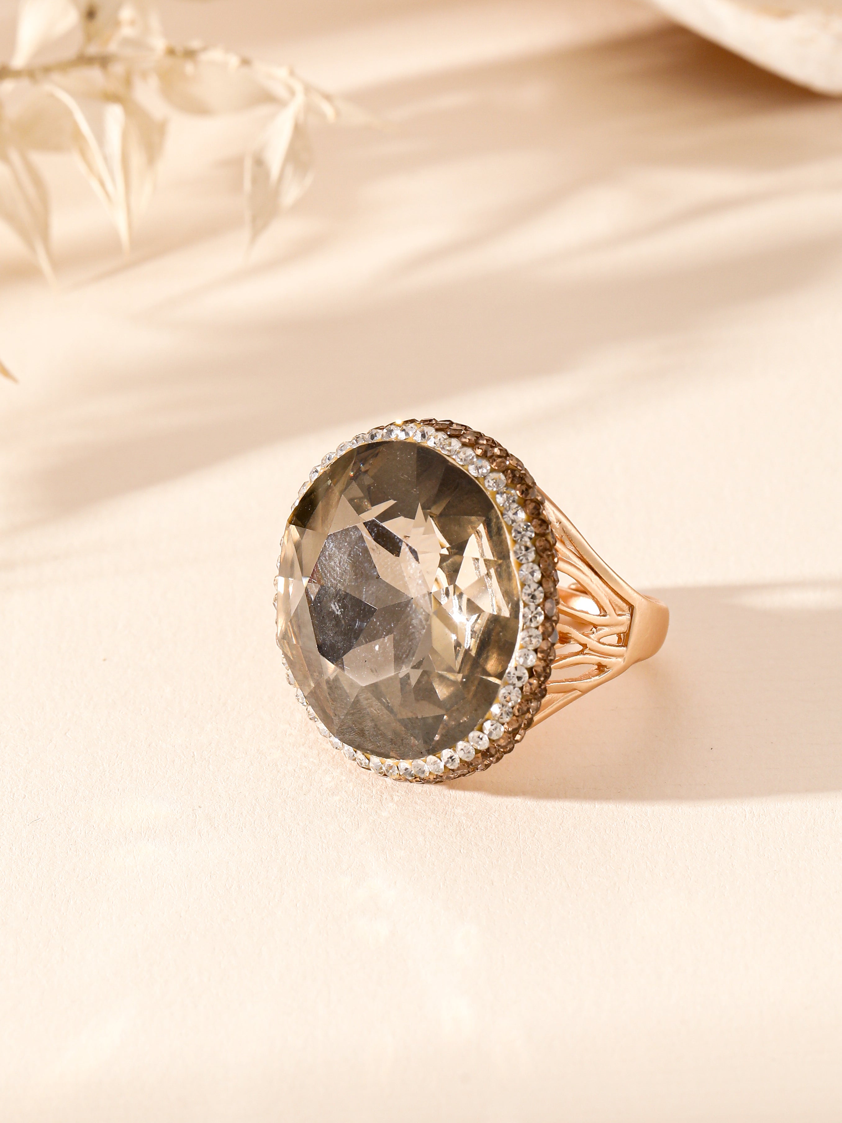 Crystal Pavé Cocktail Ring R2891-Gold