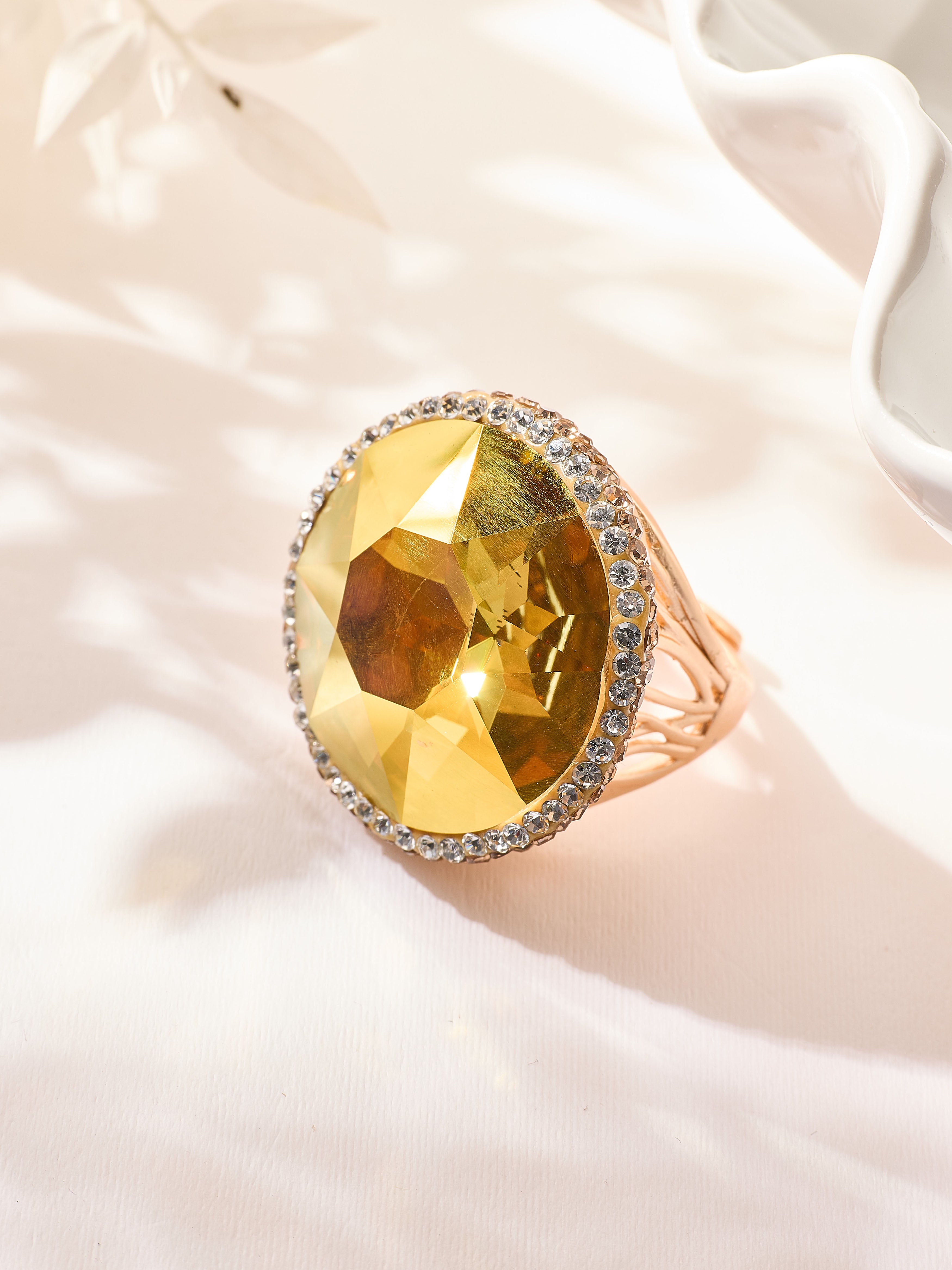Crystal Pavé Cocktail Ring R2895-Gold
