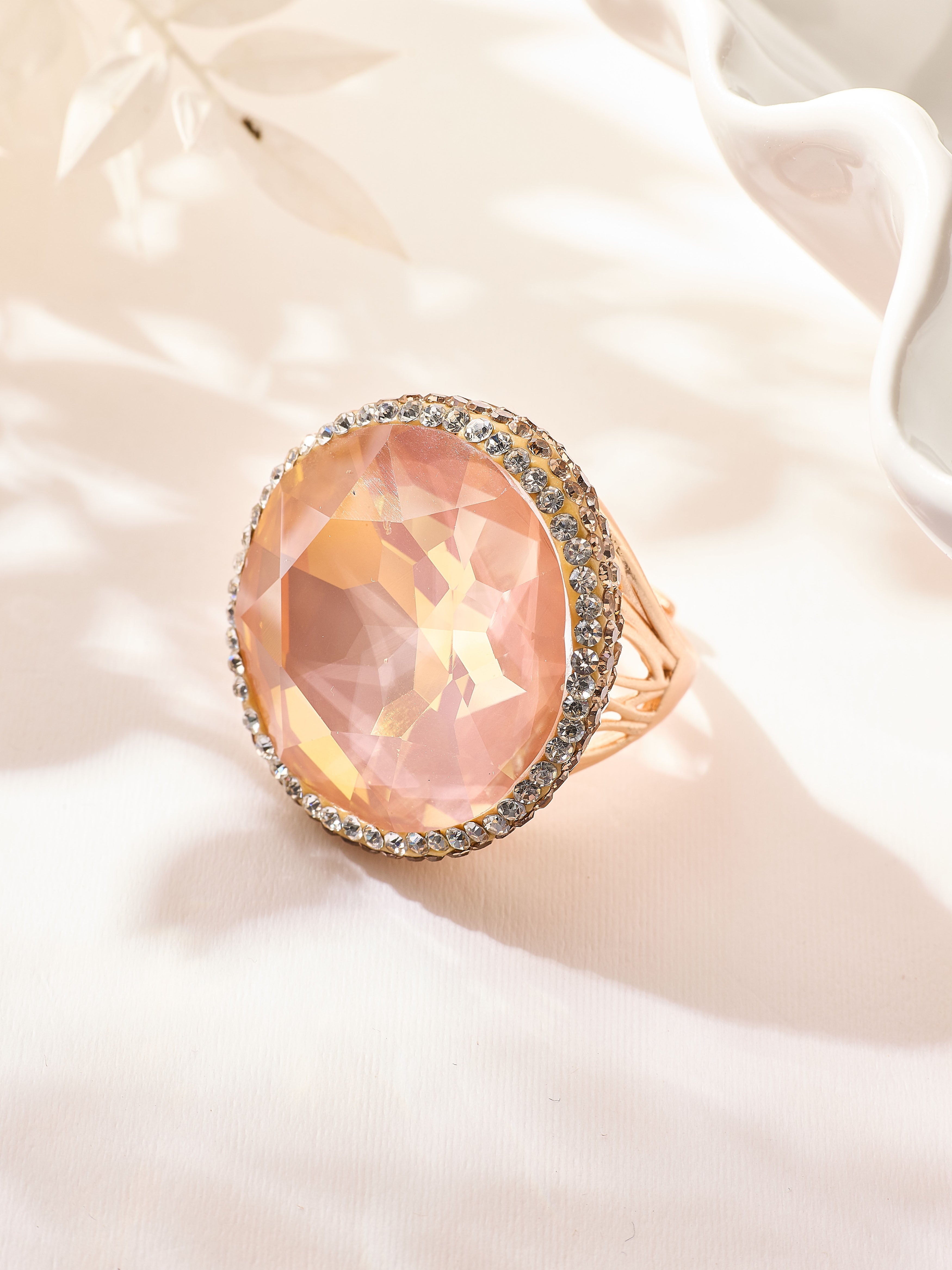 Crystal Pavé Cocktail Ring R2895-Gold