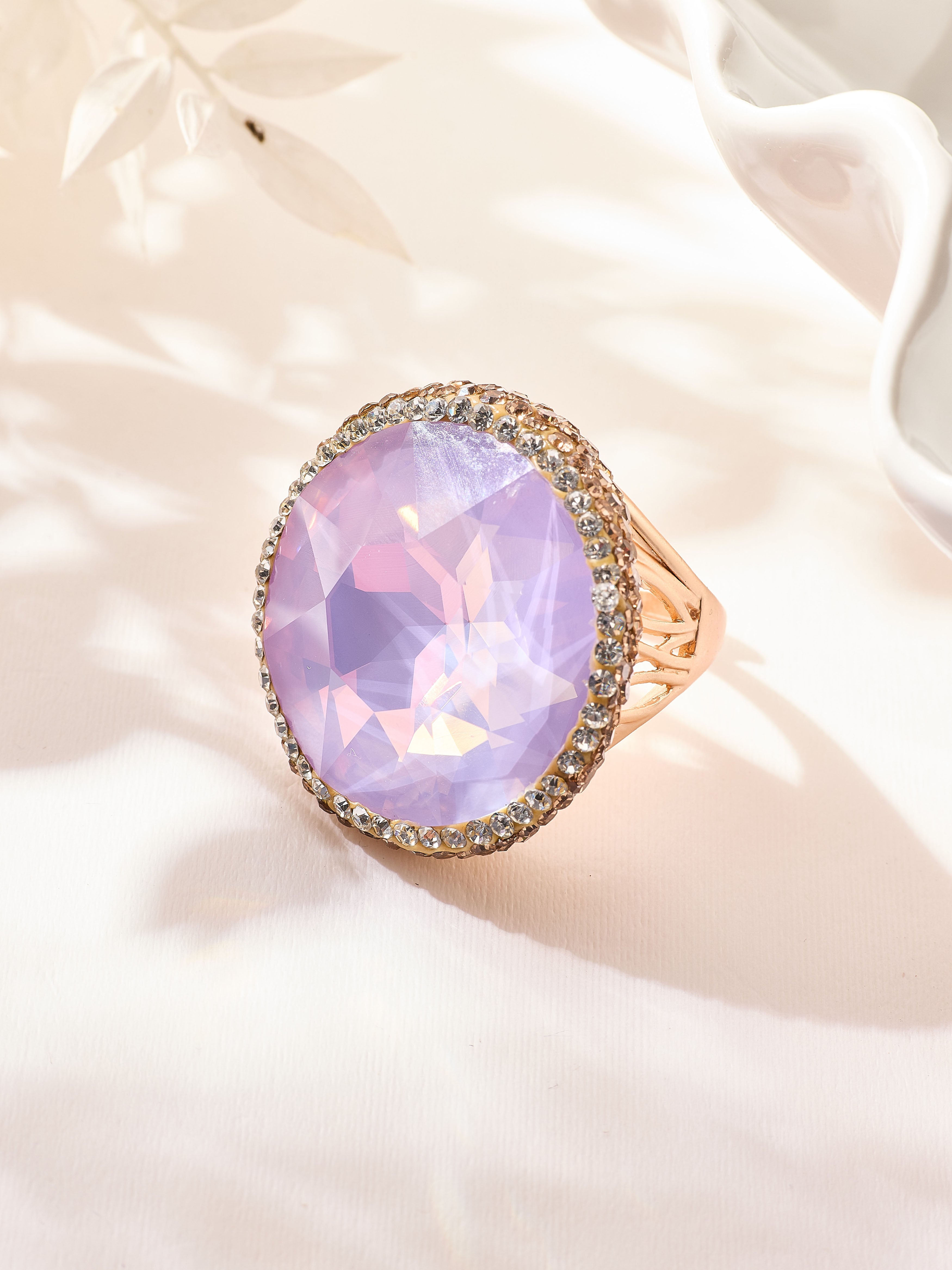 Crystal Pavé Cocktail Ring R2895-Gold