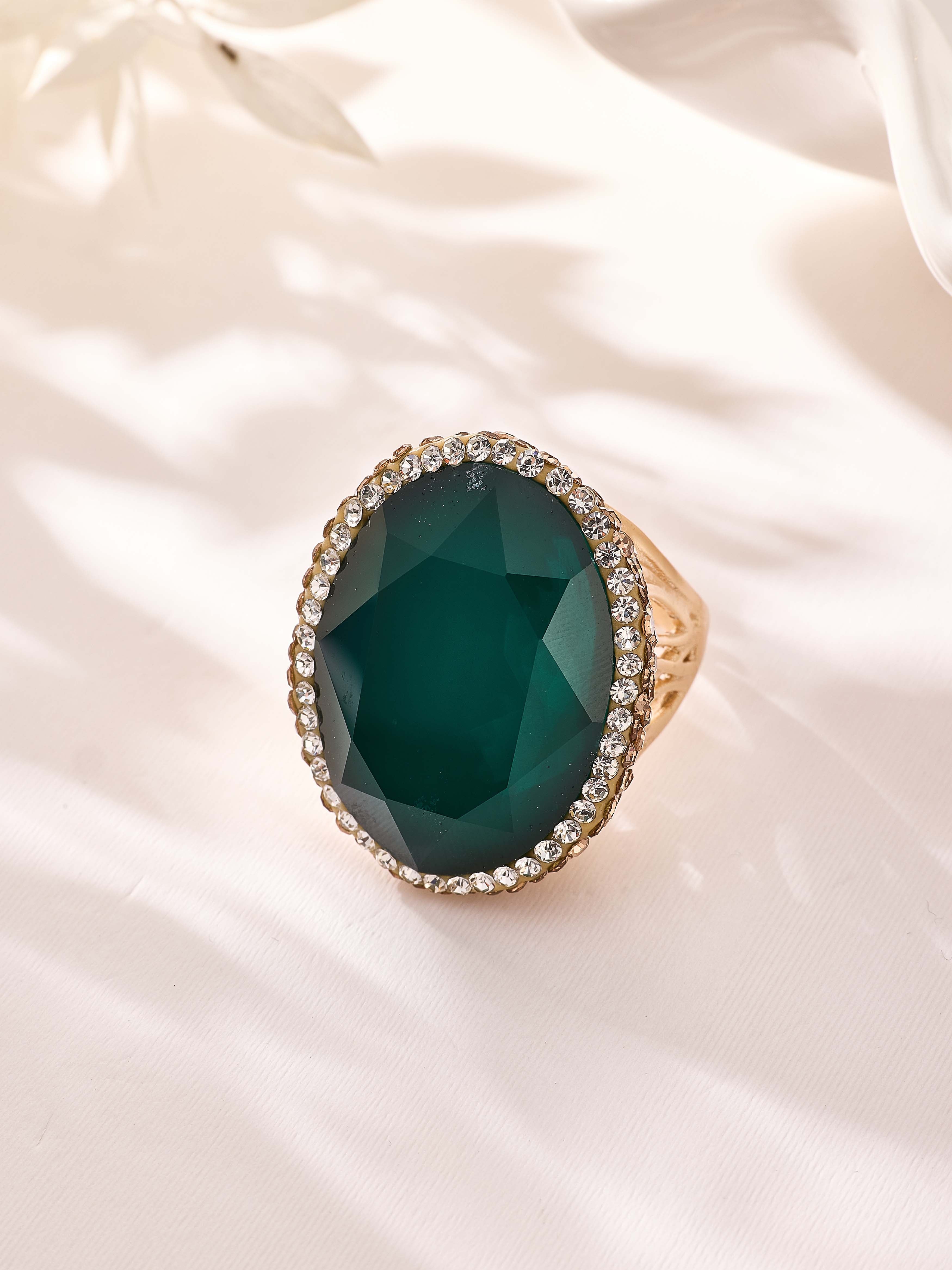 Crystal Pavé Cocktail Ring R2897-Gold