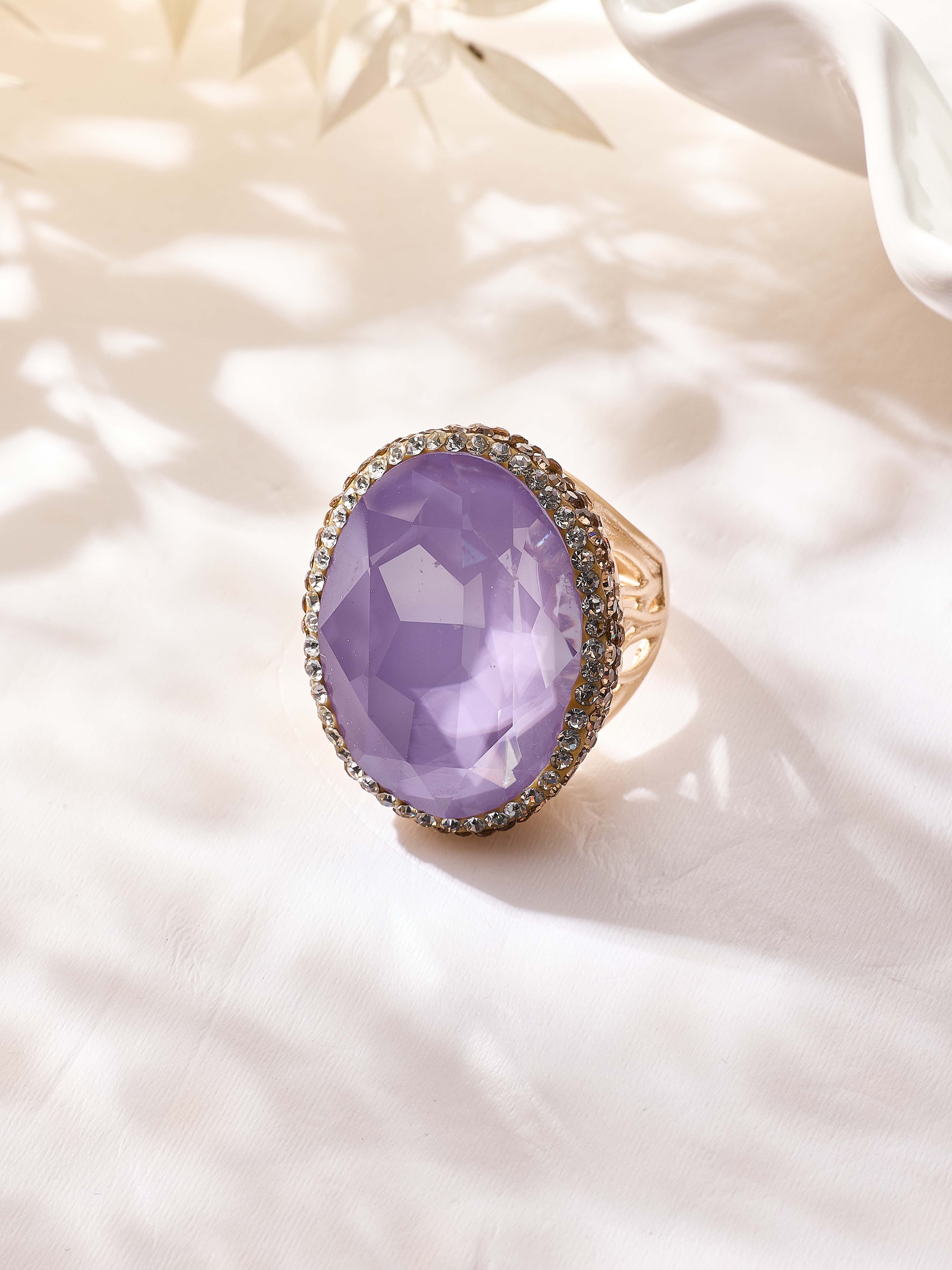 Crystal Pavé Cocktail Ring R2897-Gold