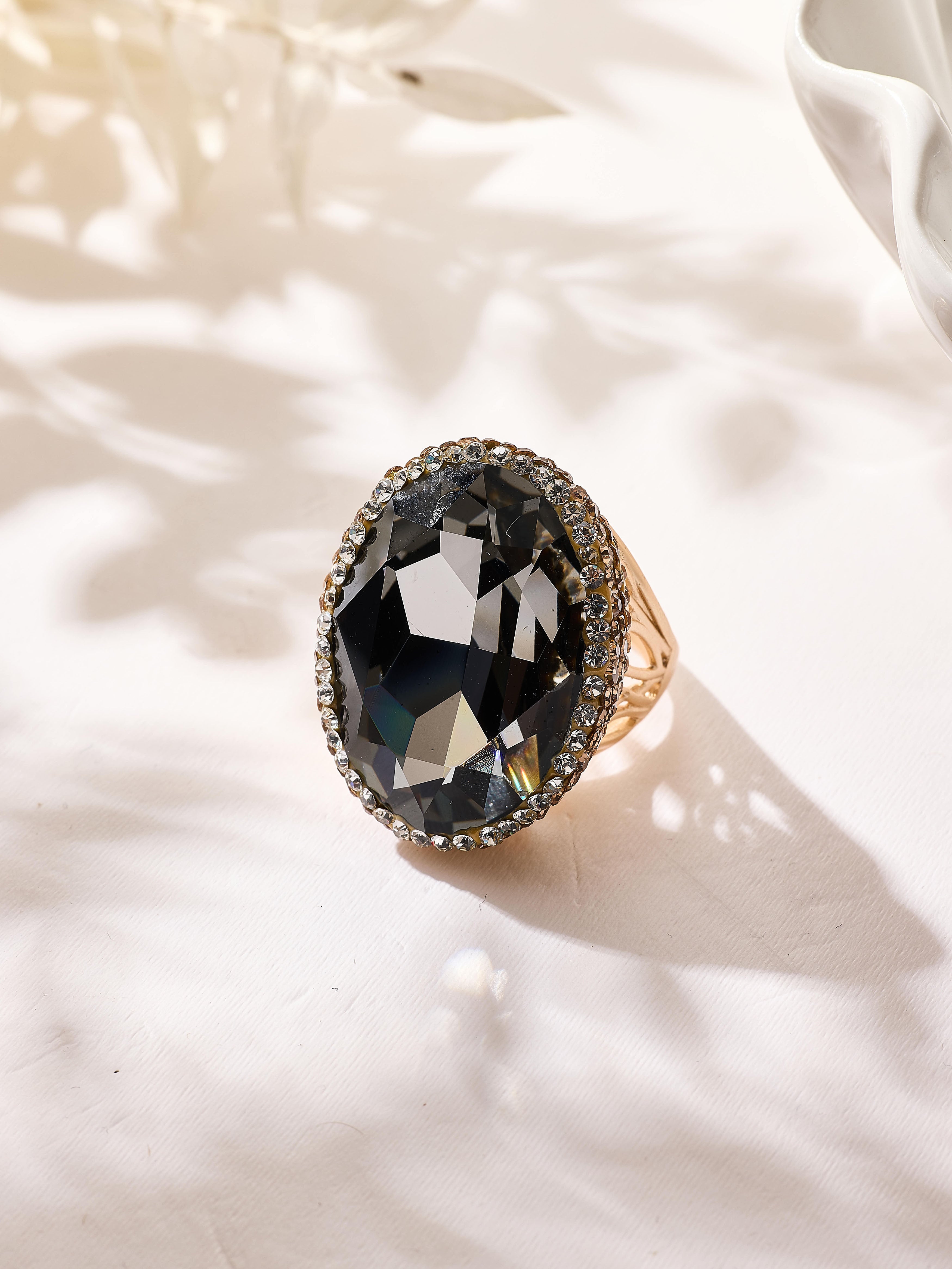 Crystal Pavé Cocktail Ring R2897-Gold