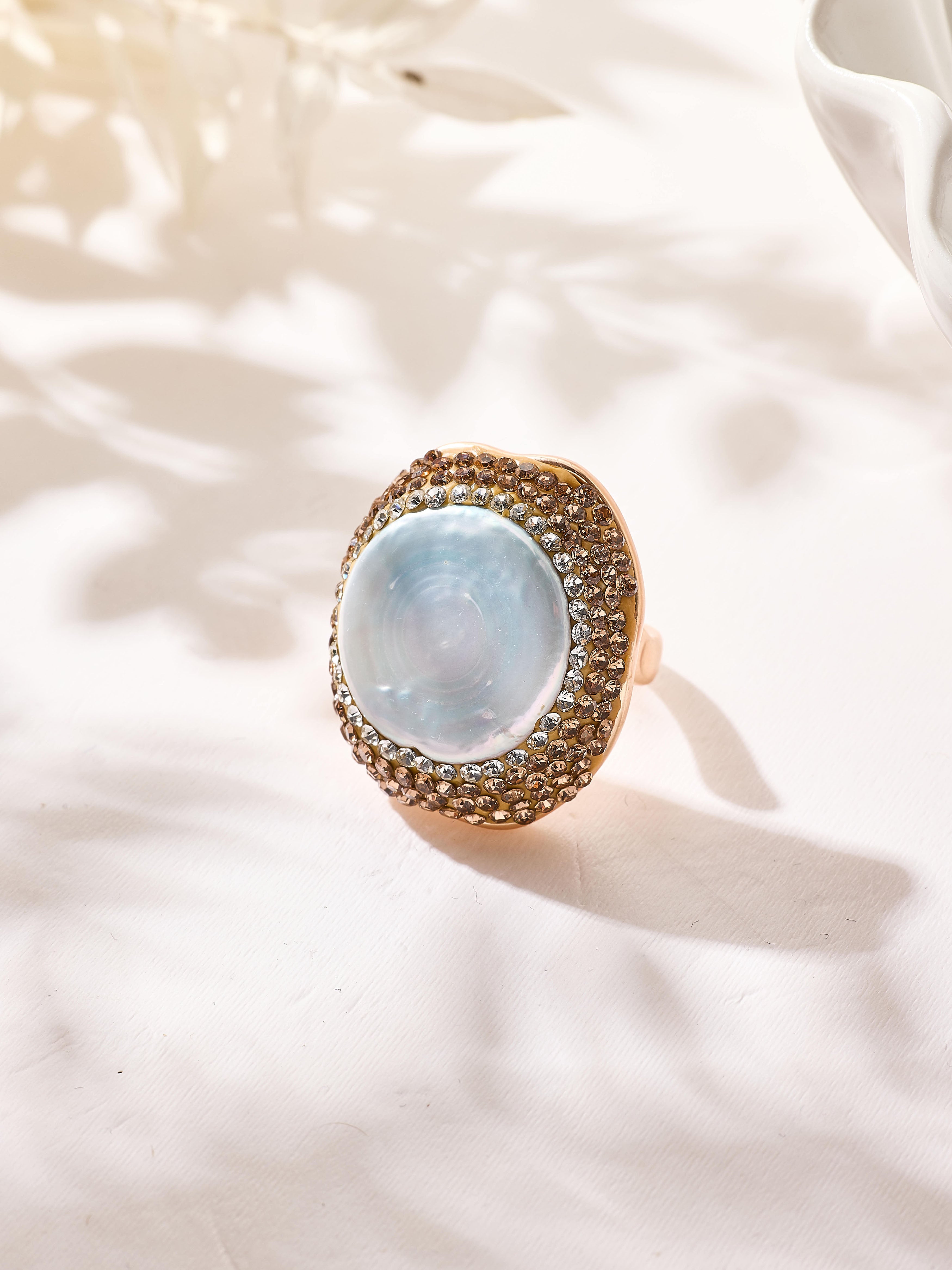 Fresh Water Pearl Pavé Cocktail Ring R2902