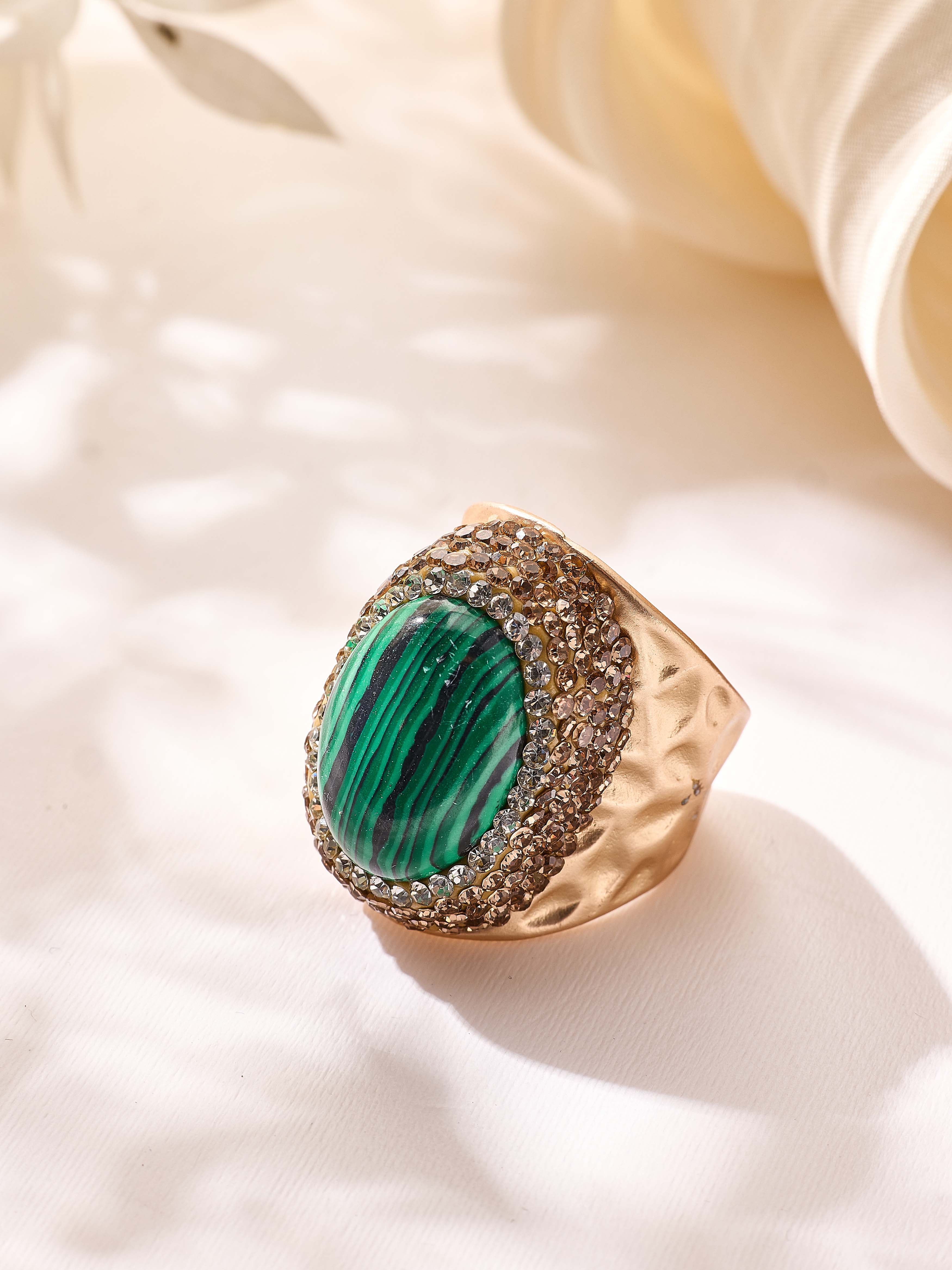Crystal Pavé Cocktail Ring R2913-Gold