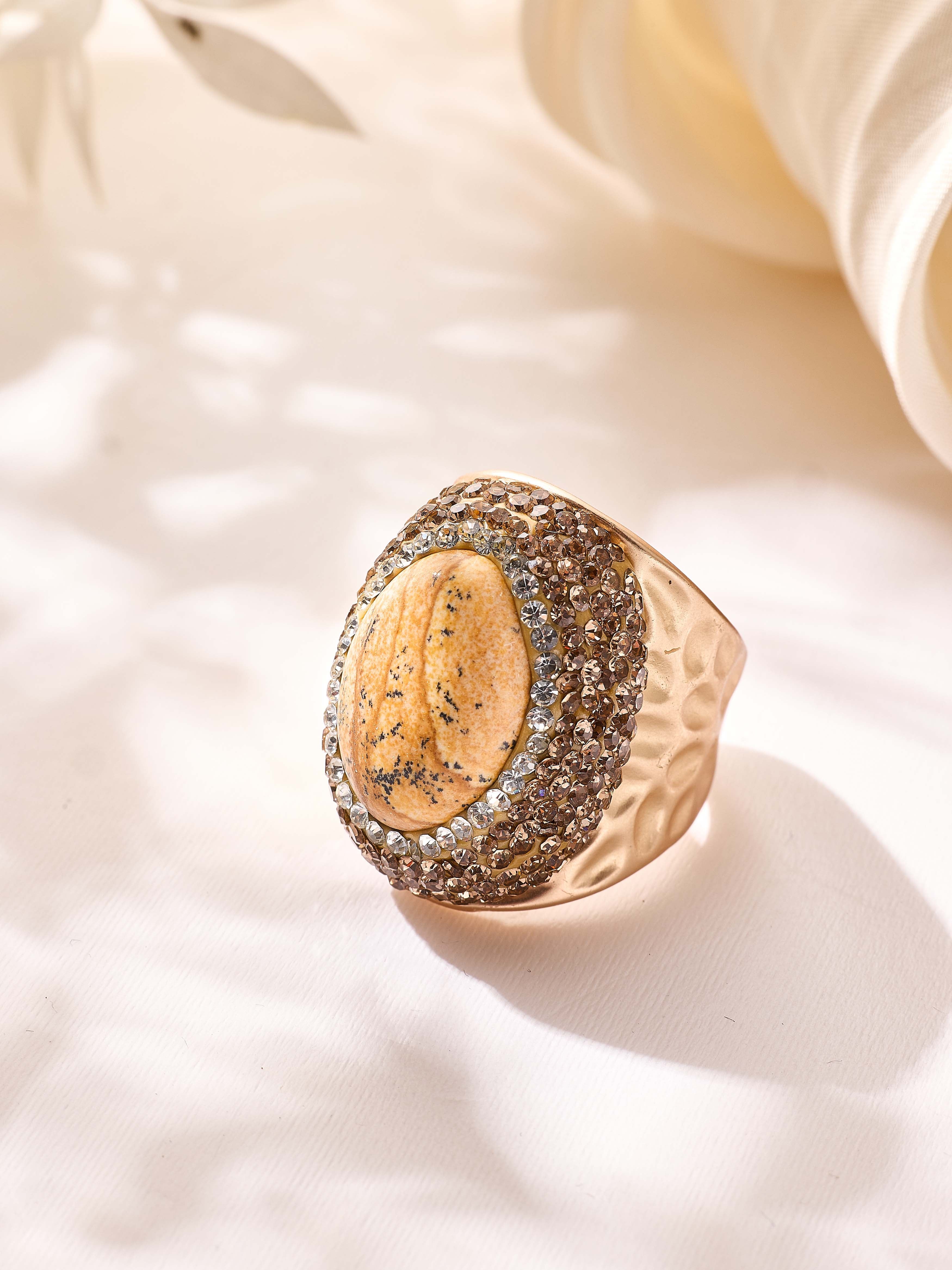 Crystal Pavé Cocktail Ring R2913-Gold