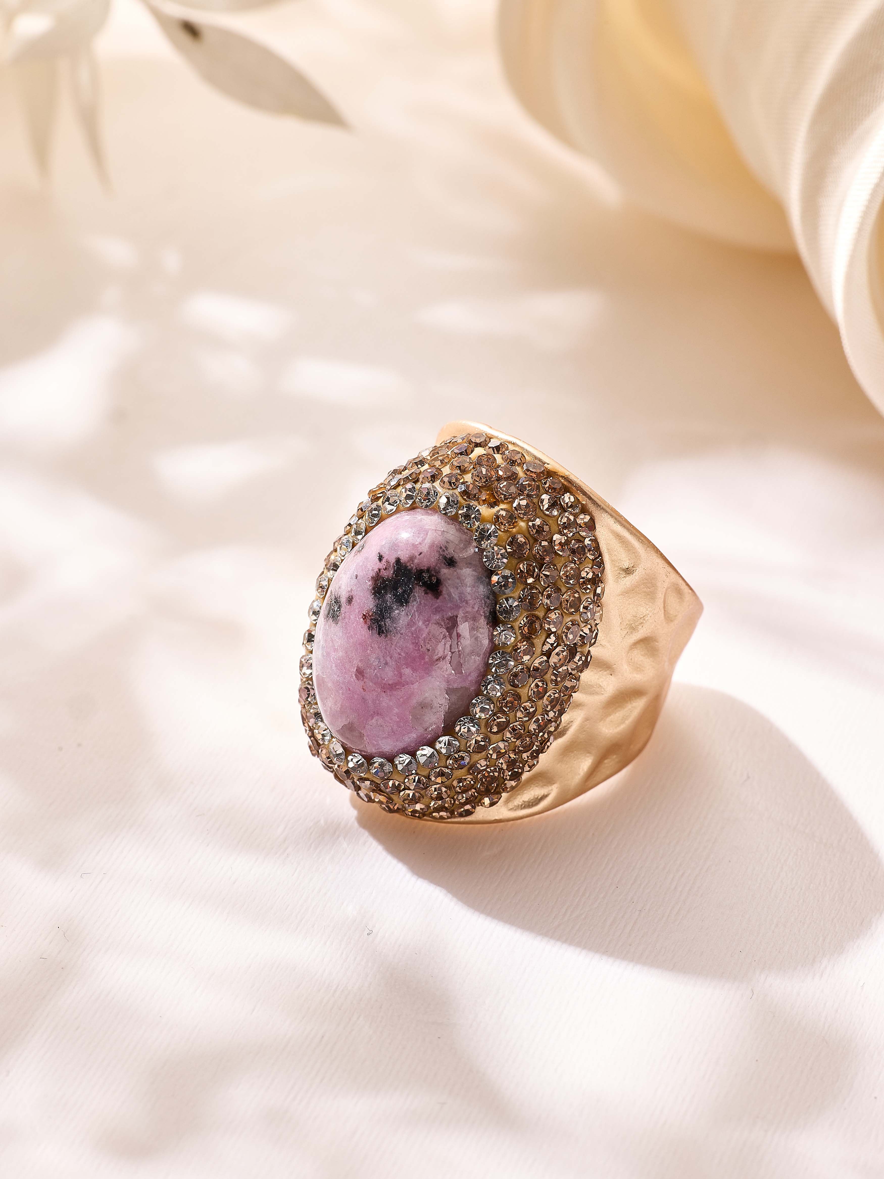 Crystal Pavé Cocktail Ring R2913-Gold