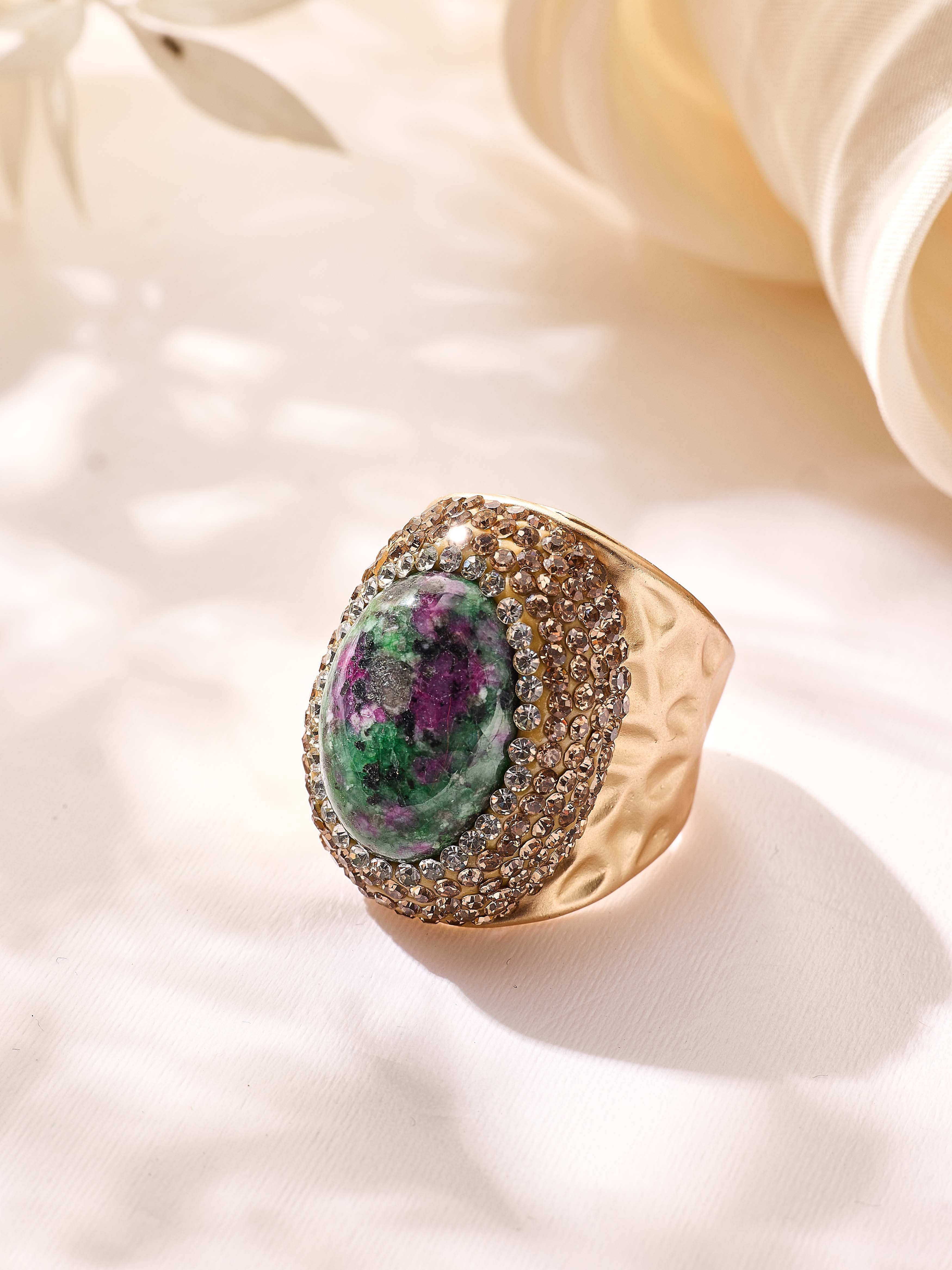 Crystal Pavé Cocktail Ring R2913-Gold