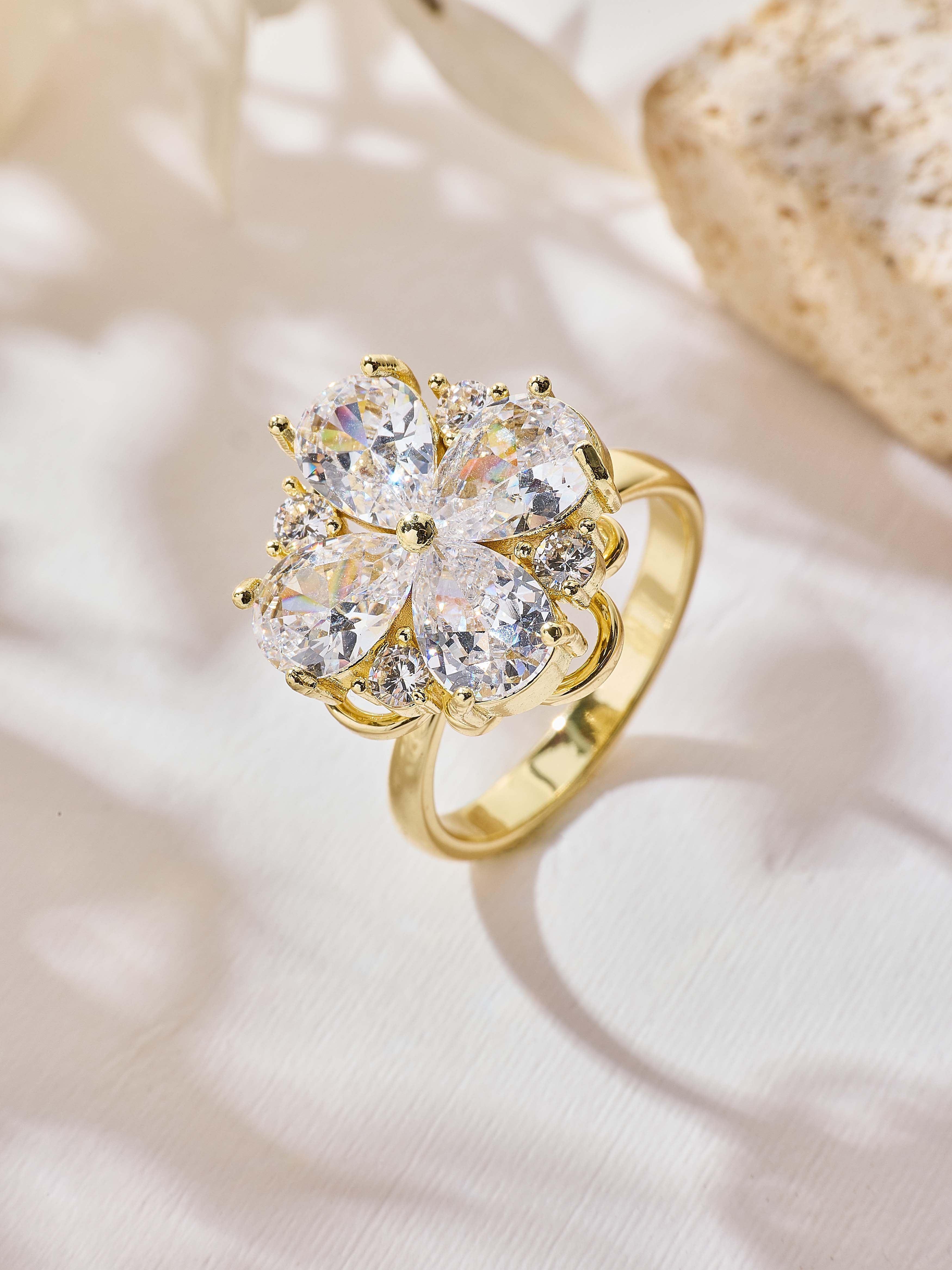 Flower Cubic Zirconia Ring R2918