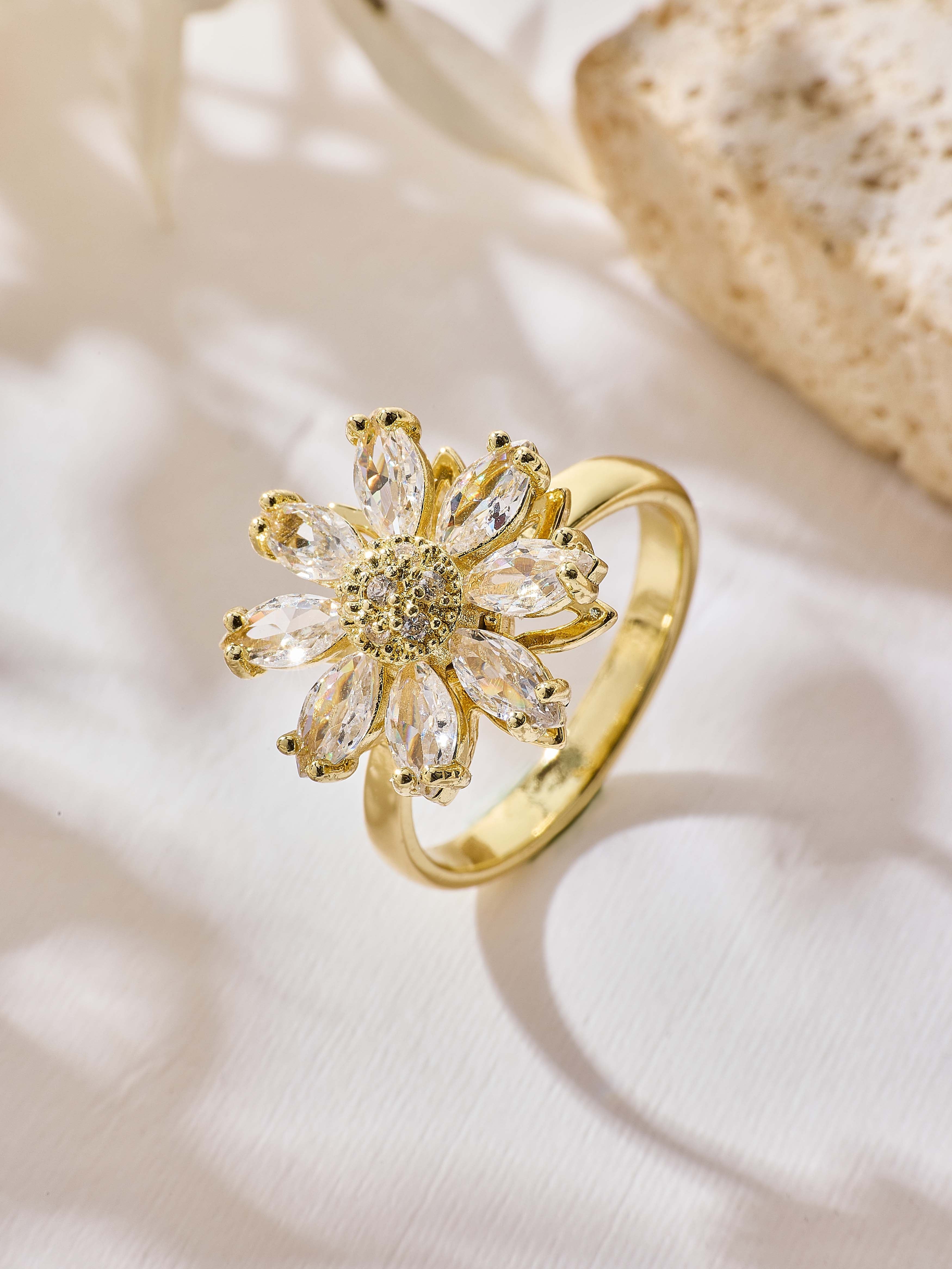 Flower Cubic Zirconia Ring R2918