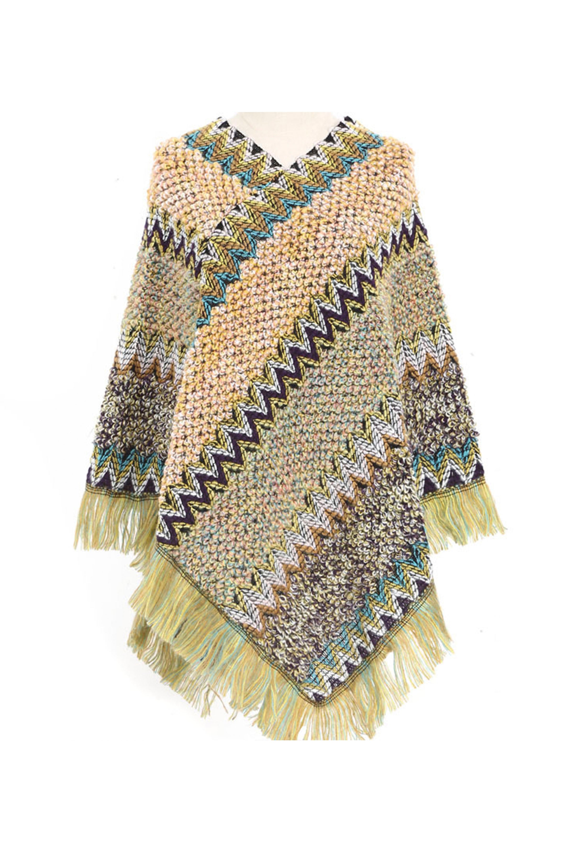 Chal de punto con borlas S0097