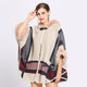 Fur Collar Check Hooded Cape S0139