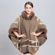 Fur Collar Check Hooded Cape S0139