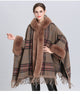 Fur Collar Check Hooded Cape S0140