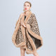Animal Print Fur Collar Check Cape S0141