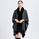Animal Print Fur Collar Check Cape S0142