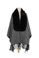 Houndstooth Fur Collar Shawl S0181