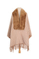 Houndstooth Fur Collar Shawl S0181