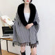 Houndstooth Fur Collar Shawl S0183
