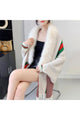 Striped Fur Collar Tassel Shawl S0184