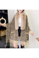Animal Printed Fur Collar Shawl S0185