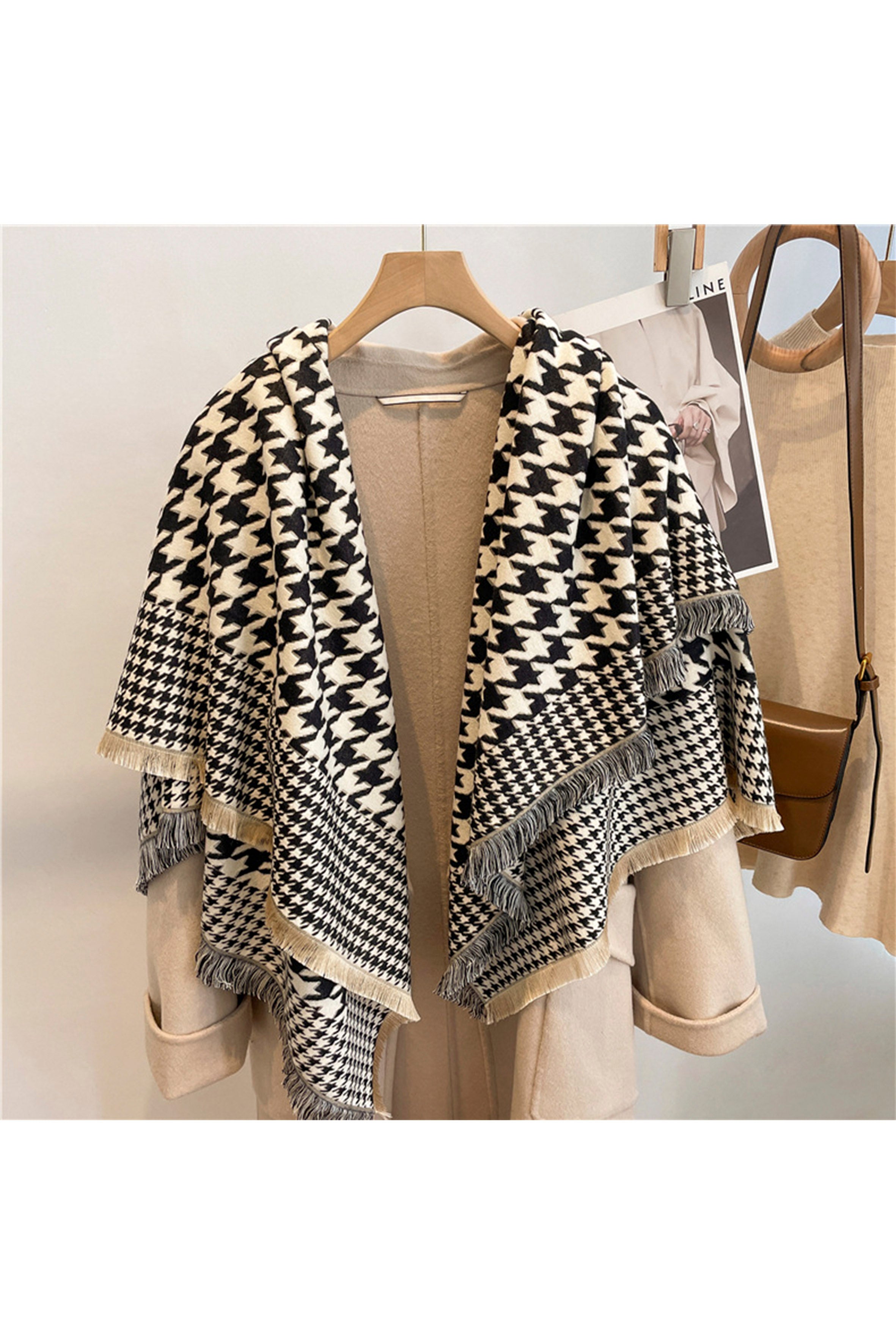 Houndstooth Pattern Cashmere Scarves S0192