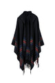 Striped Printed Cashmere Like Hooded Shawl S0193