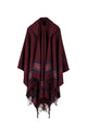 Striped Printed Cashmere Like Hooded Shawl S0193