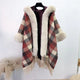 Plaid Plush Hooded Cape S0194