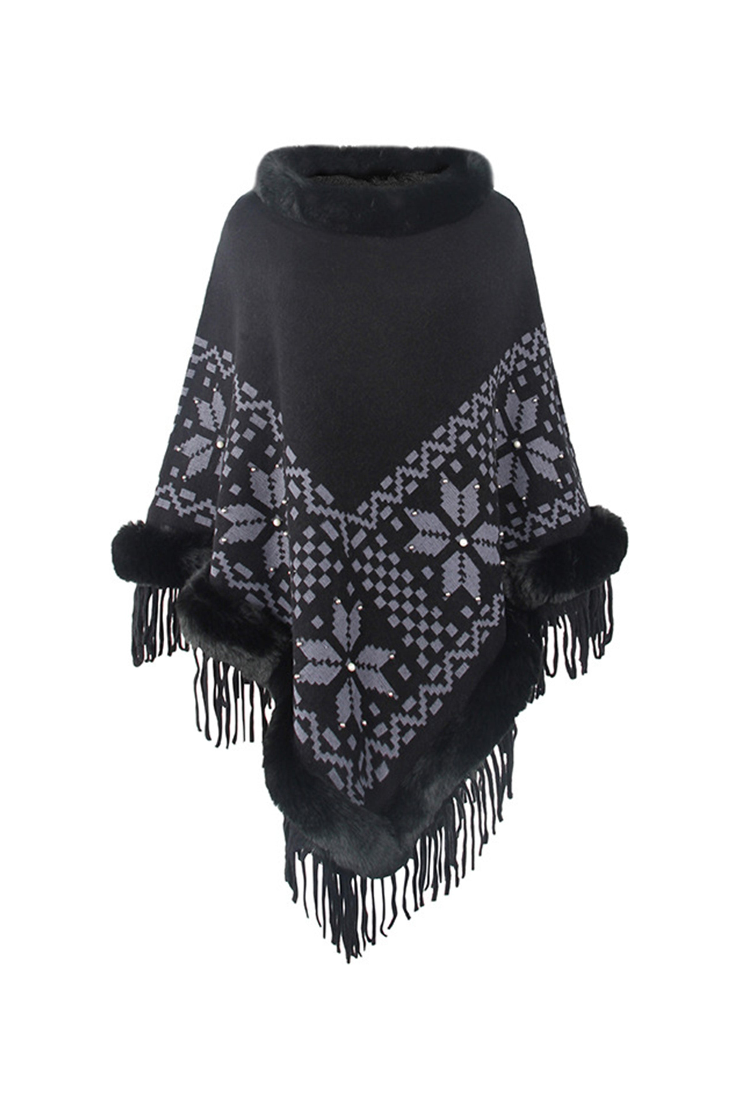 Capa con borlas y cuello alto S0211